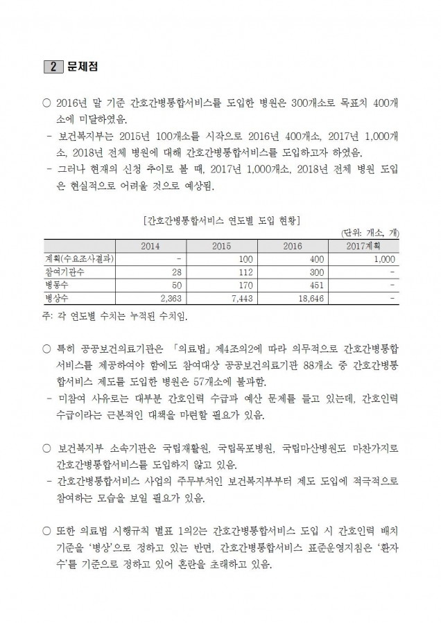 2016년도 결산심사 질의서_복지부_간호간병통합서비스 실적 저조_170816002.jpg